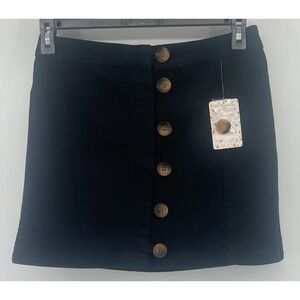 Free People High Wasted A Line "Little Daisies Mini Skirt" Sz 6 Washed Black NWT